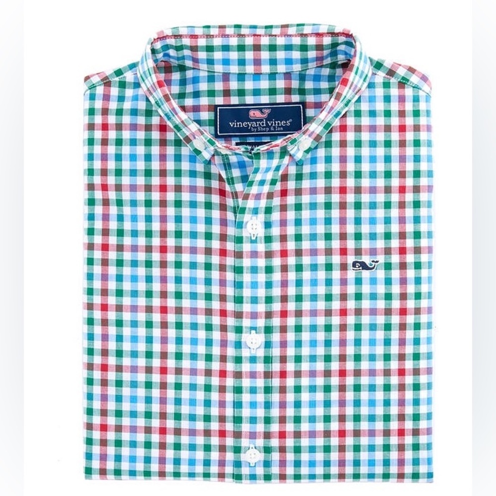 NWT Vineyard Vines Higgins Beach Gingham Pomegrante ~ Size L(16)